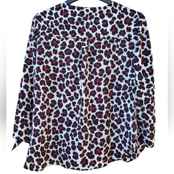 NWT Michael Kors Burgundy Leopard Print Women's Blouse - Picture 3 of 16